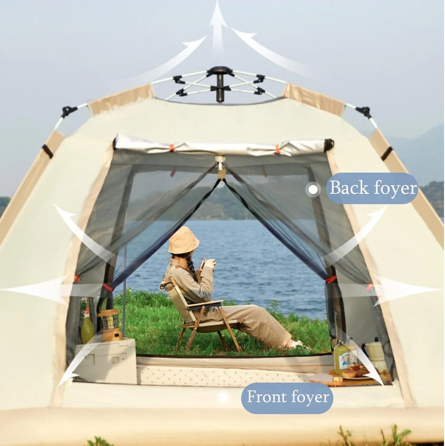 Backpacking Tent Ultralight Camping Tent Tents for Camping Pop-Up Camping Tent with Instant Setup,2/4 Person Tent Sets Up in 10 Seconds, Includes Pre-Assembled Poles, Adjustable Rainfly