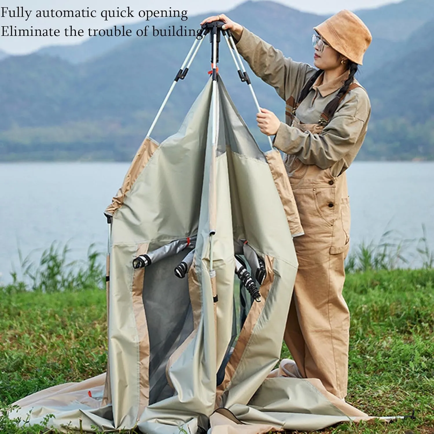 Backpacking Tent Ultralight Camping Tent Tents for Camping Pop-Up Camping Tent with Instant Setup,2/4 Person Tent Sets Up in 10 Seconds, Includes Pre-Assembled Poles, Adjustable Rainfly