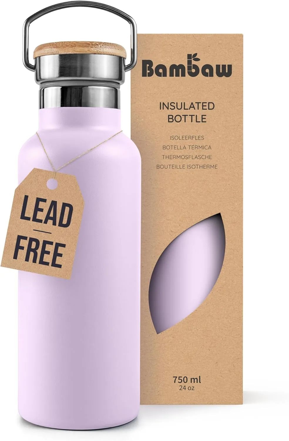 Bambaw Insulated 24oz Stainless Steel Water Bottle - Lavender Haze