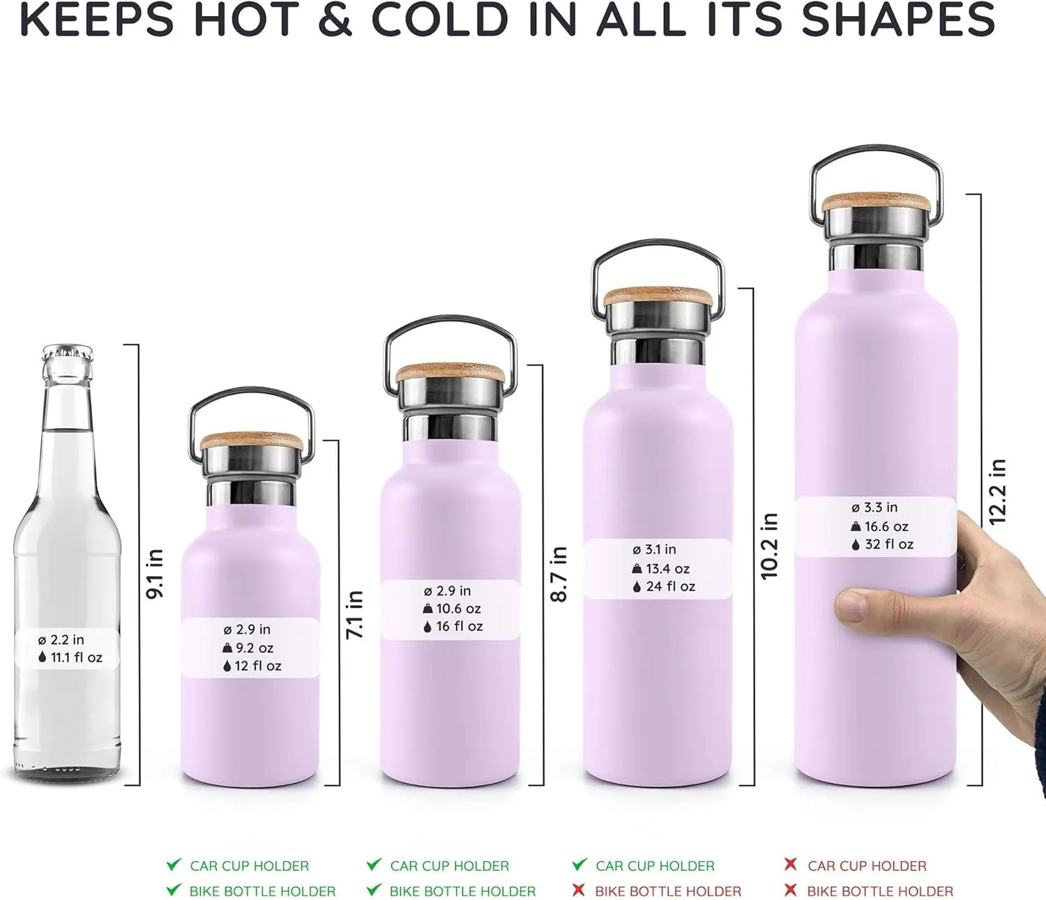 Bambaw Insulated 24oz Stainless Steel Water Bottle - Lavender Haze
