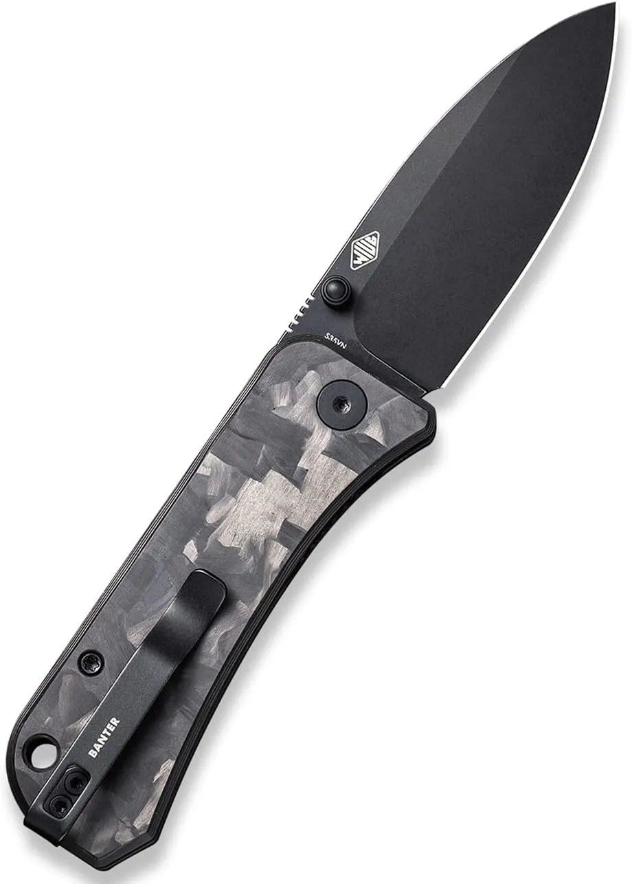 Banter Pocket Knife for EDC, Ben Petersen Folding Knife with 2.9”S35VN Blade, Cabon Fiber Handle Titanium Thumb Stud Opener 2004H (Marble)