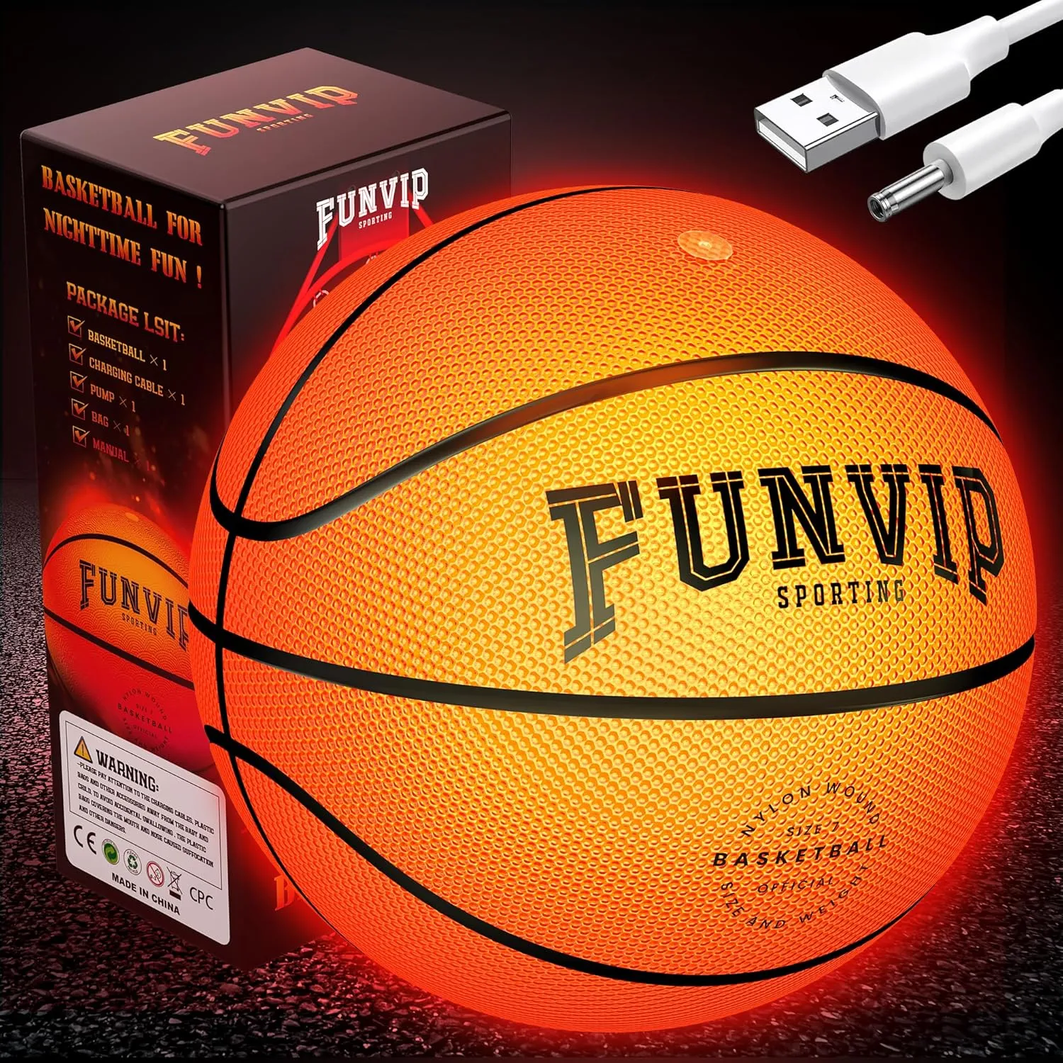 Basketball,Rechargeable LED Light Up Basketball,Easter Gift Ideas-Glow in the Dark Sports Ball with Accessories,Cool Toys for Boys,Perfect Birthday Ideal Gift for 7 8 9 10 11 12 13 14 Years old boy