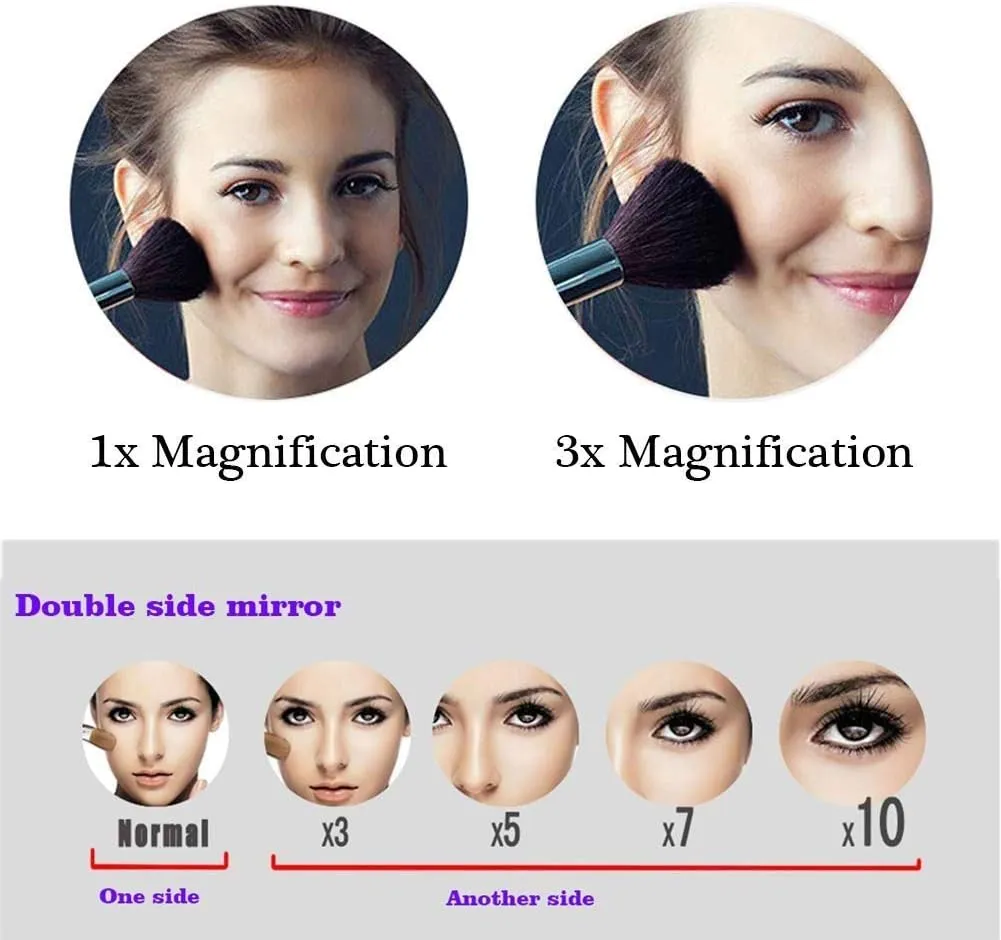 Bathroom Shaving Mirrors Make Up Wall Mounted USB Rechargeable 3X Magnifying Simply Decorate for Hotel Vanity(Chrome)