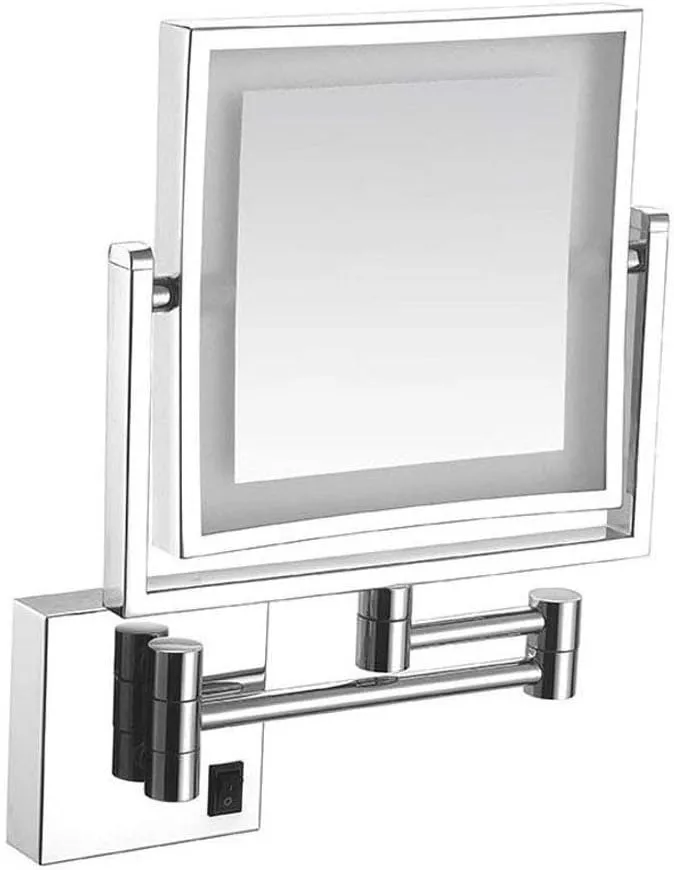 Bathroom Shaving Mirrors Make Up Wall Mounted USB Rechargeable 3X Magnifying Simply Decorate for Hotel Vanity(Chrome)