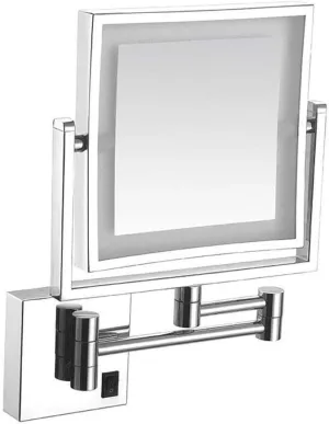 Bathroom Shaving Mirrors Make Up Wall Mounted USB Rechargeable 3X Magnifying Simply Decorate for Hotel Vanity(Chrome)