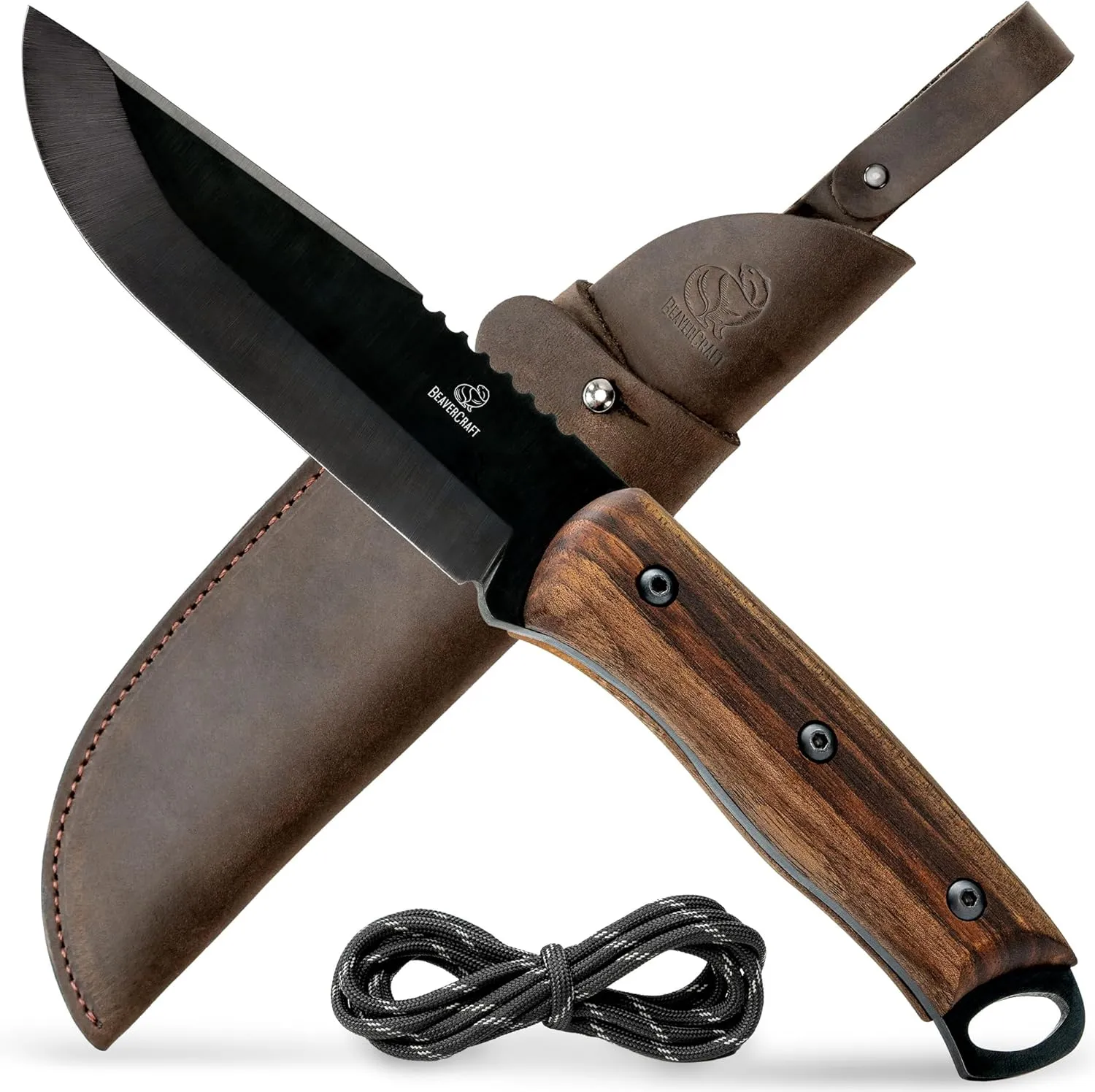 BeaverCraft Bushcraft Knife Full Tang Carbon Steel BSH4 Dusk - Bush Fixed Blade Camping Knife with Sheath for Belt – Hiking, Survival Knives Tools Bushcraft Gear