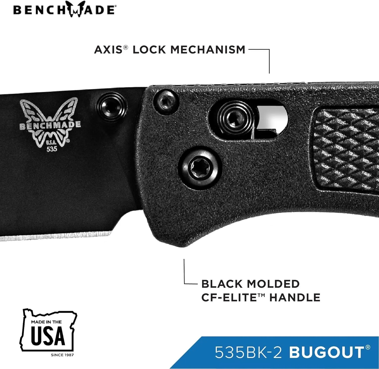 Benchmade - Bugout 535 EDC Knife with Black CF-Elite Handle (535BK-2)