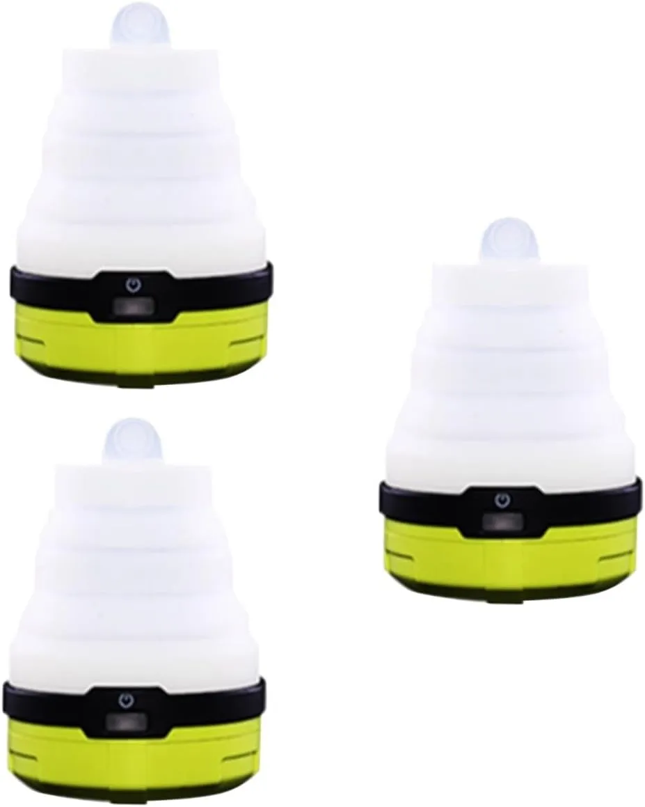 BESPORTBLE 3pcs Solar Rechargeable Camping Light Collapsible Lantern for Hiking Emergency Outdoor Tent Lamp Handle