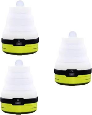 BESPORTBLE 3pcs Solar Rechargeable Camping Light Collapsible Lantern for Hiking Emergency Outdoor Tent Lamp Handle