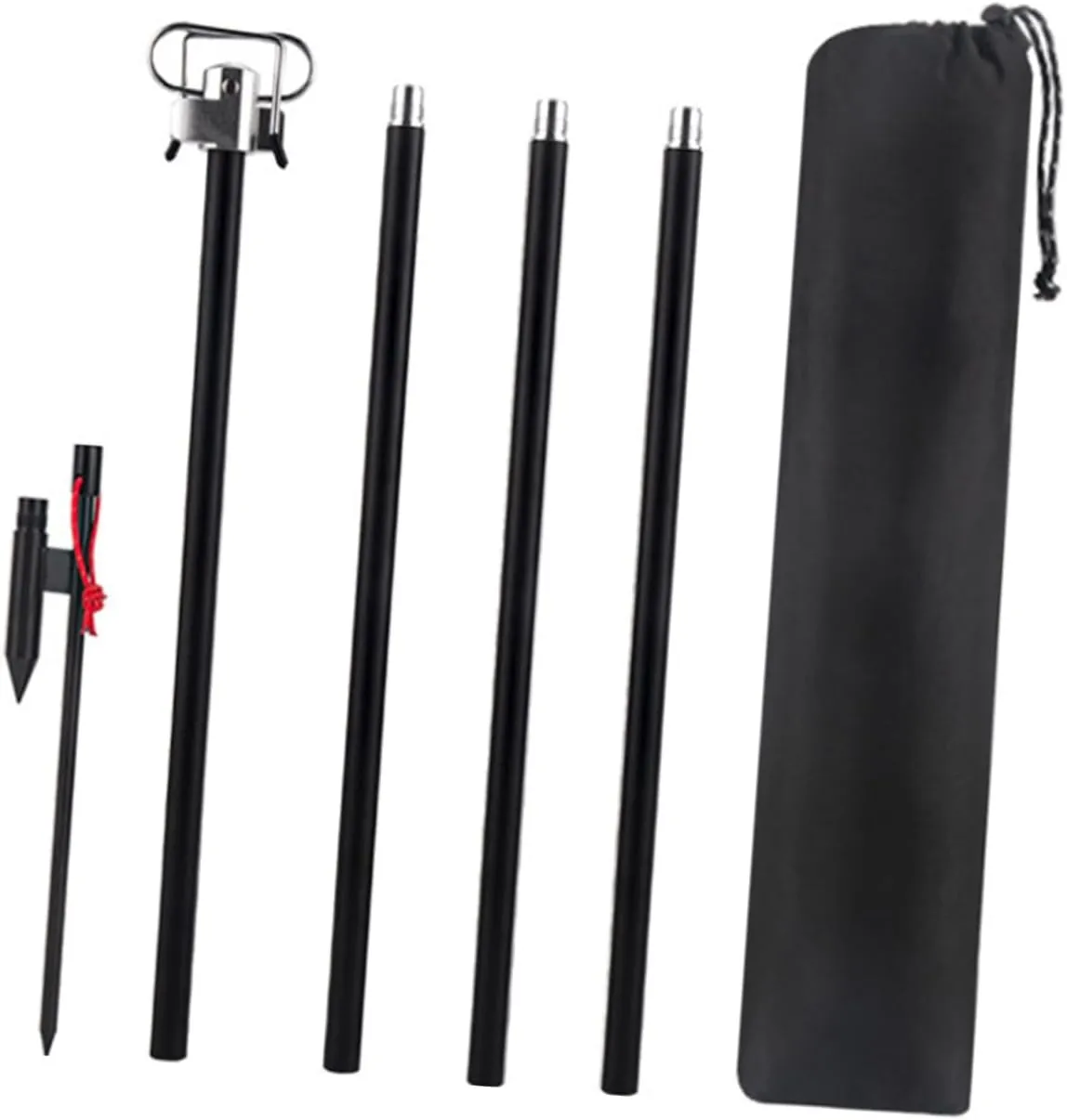BESPORTBLE Collapsible Lantern Stand Outdoor Folding Lamp Rack Camping Light Bracket Aluminum Alloy Double Hooks Portable Lamp Holder