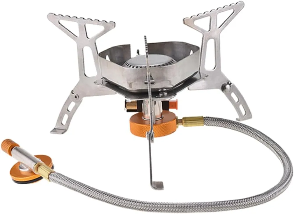 BESPORTBLE Portable Camping Gas Stove Windproof Outdoor Propane Burner Folding Burner Electronic Ignition Brass Connector Alloy Windproof Net Long-term Use Material