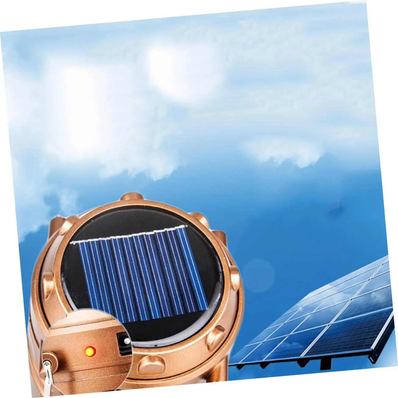 BESPORTBLE Solar Light Camping Lantern Emergency Outdoor Flashlight Collapsible Design No Battery Durable Brass