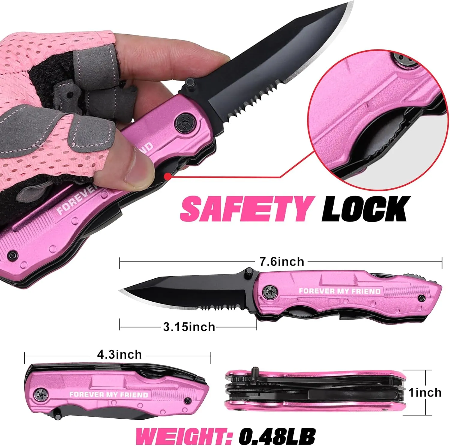 Best Friend Gift for Women, FOREVER MY FRIEND P-ink Multitool Knife, Best Friend Gift, Christmas Birthday Gifts Ideas for Best friend