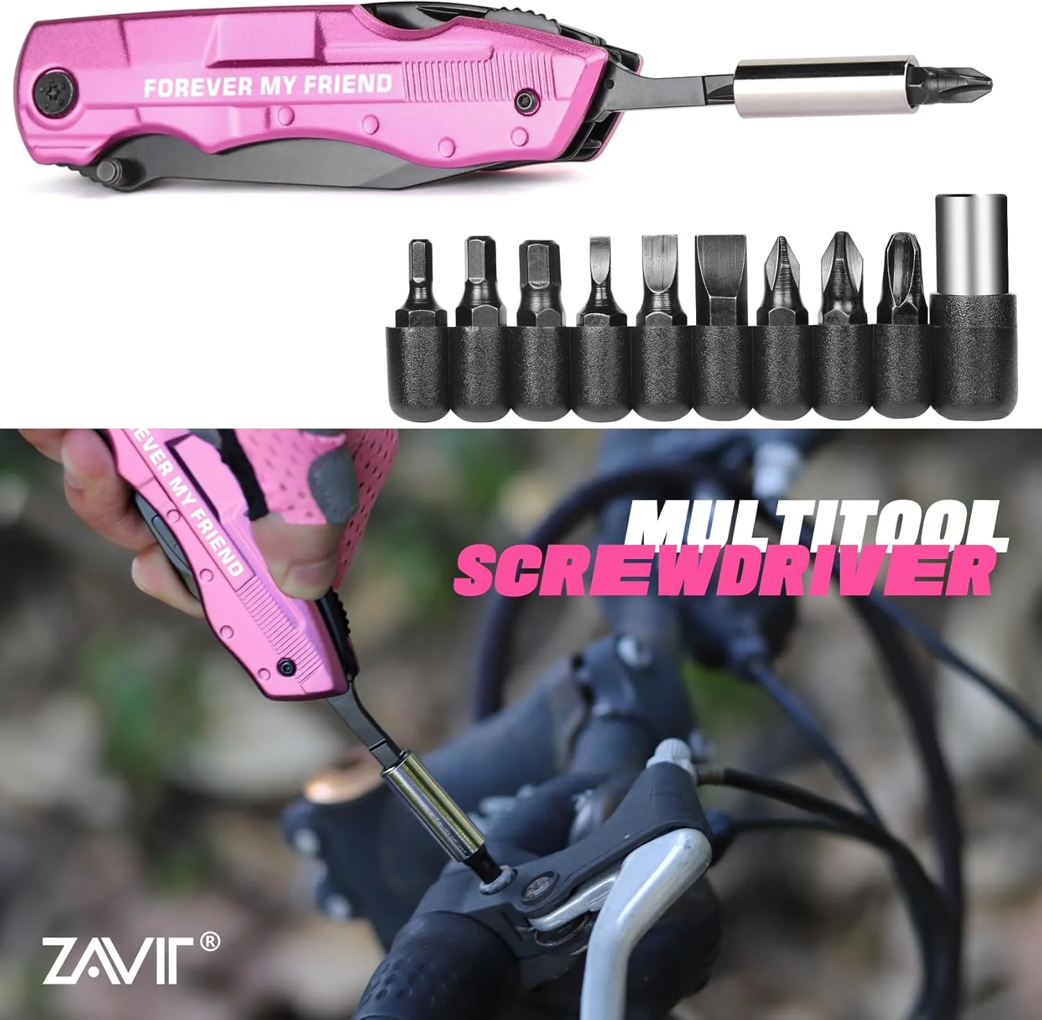 Best Friend Gift for Women, FOREVER MY FRIEND P-ink Multitool Knife, Best Friend Gift, Christmas Birthday Gifts Ideas for Best friend