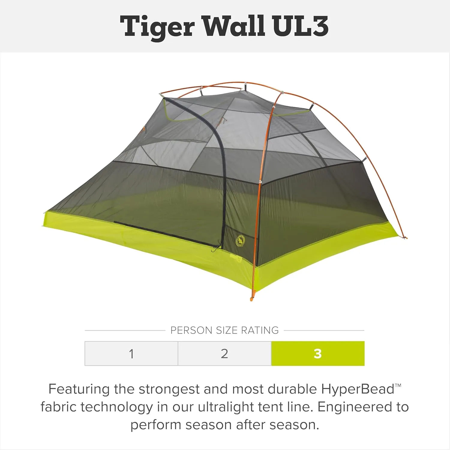 Big Agnes Tiger Wall UL - Ultralight Backpacking Tent, 3-Season Semi-Freestanding Side-Entry Shelter for Camping & Backpacking -1, 2, & 3 Person
