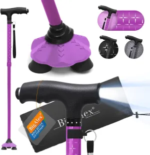 BigAlex Folding Walking Cane with LED Light, Lightweight Adjustable Canes for Women & Men, Free Standing Canes, Pivot Tip, Adjustable Travel Walking Aids with Carry Bag for Seniors Balance & Stability