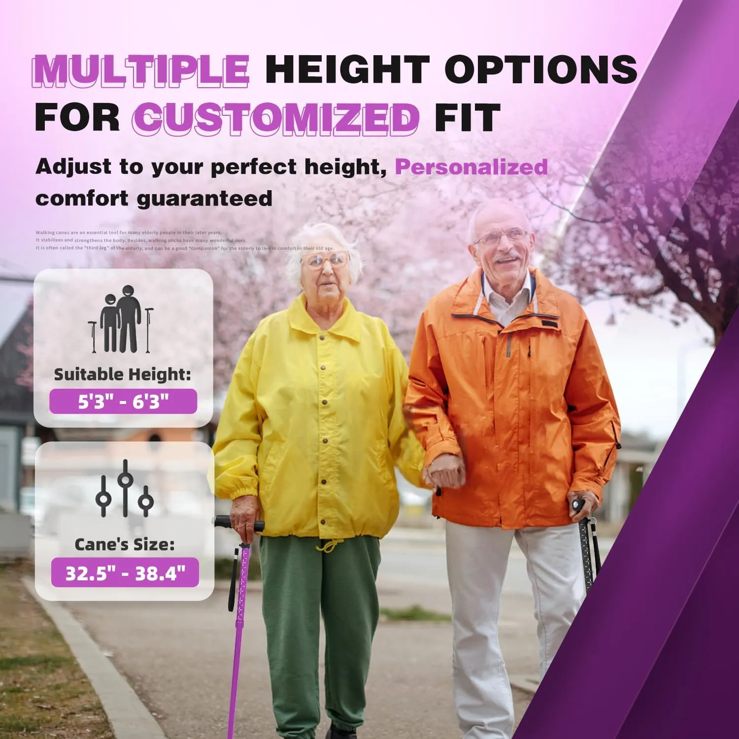 BigAlex Folding Walking Cane with LED Light, Lightweight Adjustable Canes for Women & Men, Free Standing Canes, Pivot Tip, Adjustable Travel Walking Aids with Carry Bag for Seniors Balance & Stability