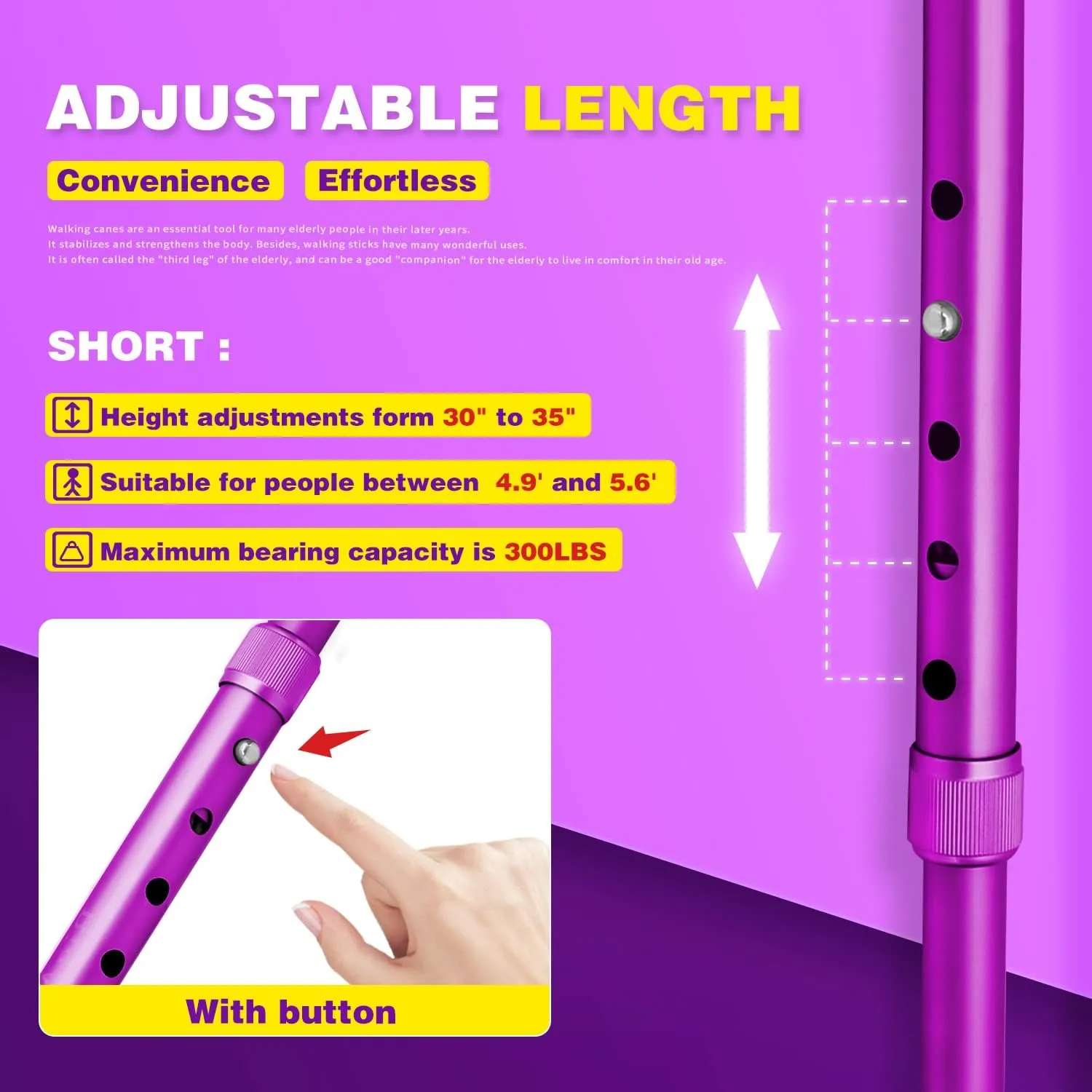 BigAlex Folding Walking Cane with LED Light,Pivoting Quad Base,Adjustable Walking Stick with Carrying Bag for Man/Woman (Alloy Base)