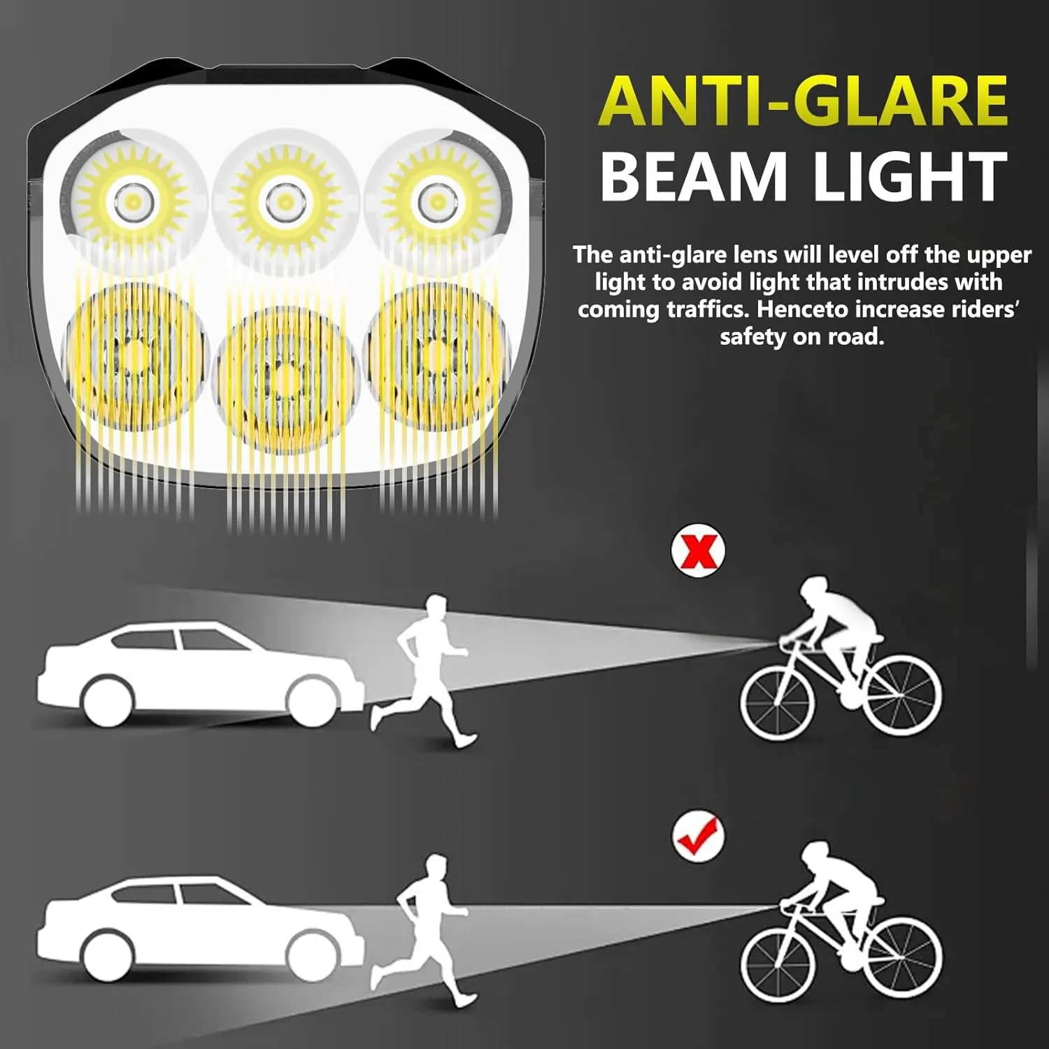 Bike Lights for Night Riding, 12000 mAh Bike Headlight for Mountain, Rechargeable Bike Light for Road