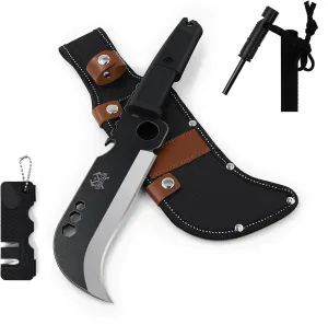 Billhook Sickle Machete, 12.2" Sharp Machette for Yard Work, Machete for Cutting Trees Heavy Duty, Gardening Machetes with No-Slip Rubber Handle, Sickle Knife Billhook Machetes for Grass,