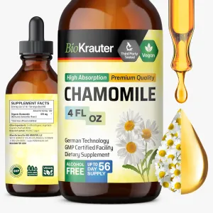 BIO KRAUTER Chamomile Tincture - Chamomile Extract - Supplement for Relaxation and Calmness Support - Alcohol and Sugar Free - Vegan Drops 4 Fl.Oz.