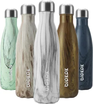 BJPKPK Insulated Water Bottles 17oz Stainless Steel Sports Water Bottles Keep Cold for 24 Hours and Hot for 12 Hours,BPA Free,White Birch