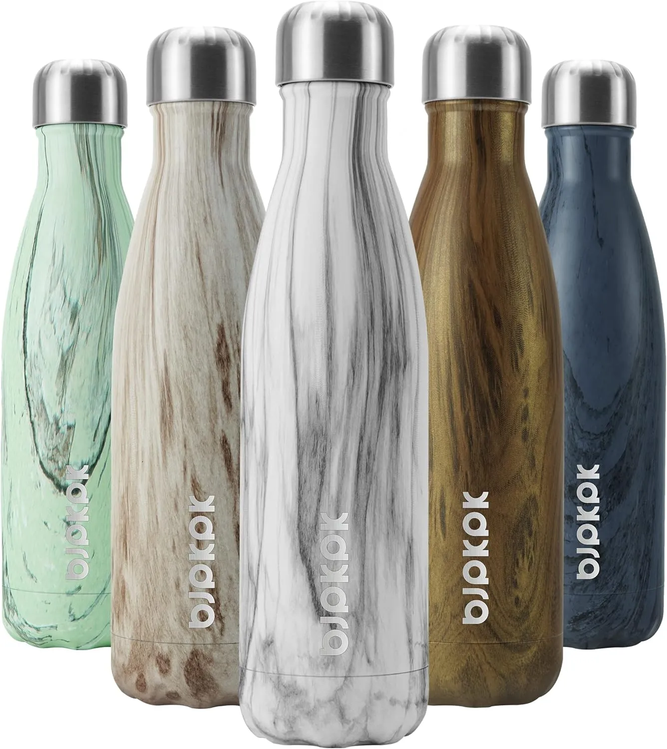 BJPKPK Insulated Water Bottles 17oz Stainless Steel Sports Water Bottles Keep Cold for 24 Hours and Hot for 12 Hours,BPA Free,White Birch