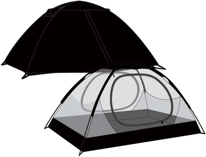 Black 2 Person All-Weather Tent,Double Layer,Waterproof,Perfect for Hiking & Backpacking
