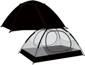 Black 2 Person All-Weather Tent,Double Layer,Waterproof,Perfect for Hiking & Backpacking
