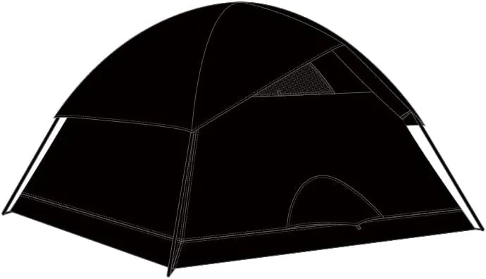 Black 4 Person Family Tent with Rain Fly Tarp, Spacious, Waterproof, Perfect for Outdoor Adventures