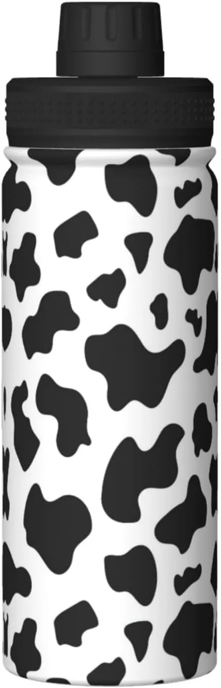 Black & White Leopard 18oz Sports Insulated Bottle For Outdoor Activities,Your Ideal Companion Staying Hydrated