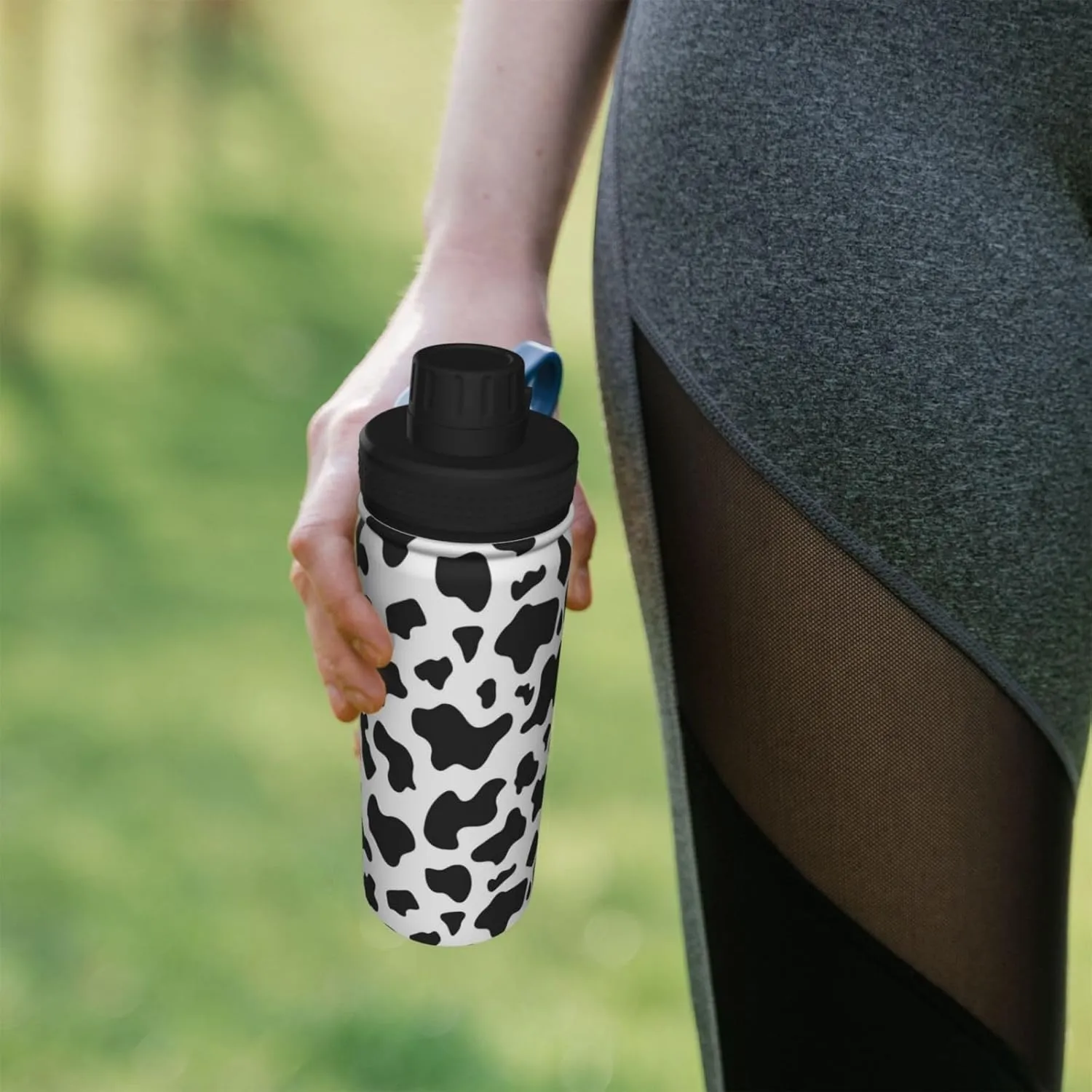 Black & White Leopard 18oz Sports Insulated Bottle For Outdoor Activities,Your Ideal Companion Staying Hydrated