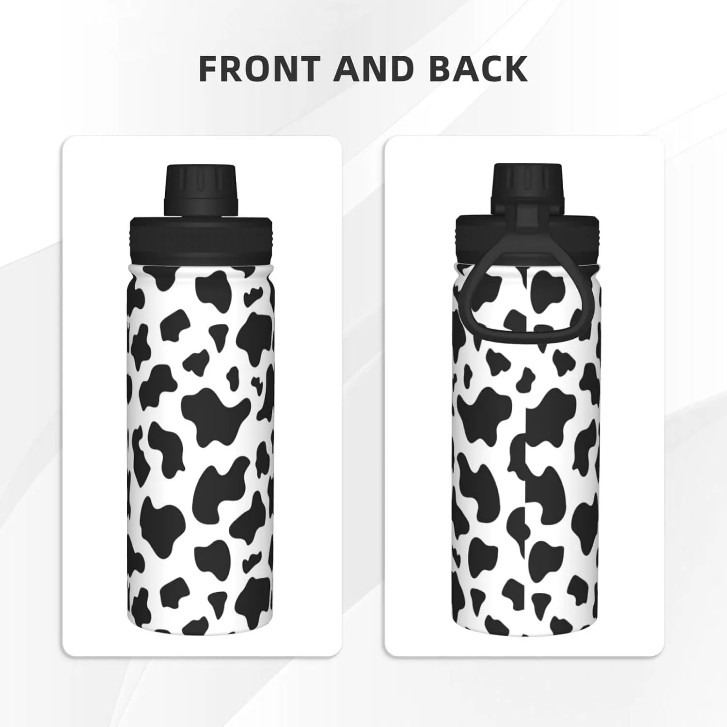 Black & White Leopard 18oz Sports Insulated Bottle For Outdoor Activities,Your Ideal Companion Staying Hydrated