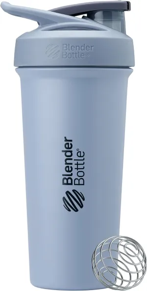 BlenderBottle Strada Sleek Shaker Cup Insulated Stainless Steel Water Bottle with Wire Whisk, 25-Ounce, Dusty Blue
