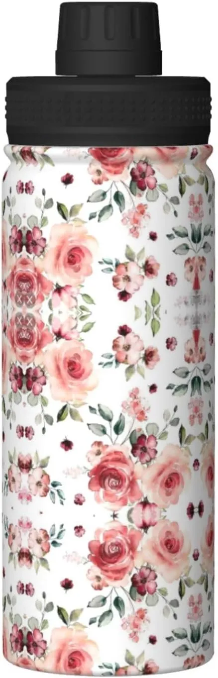 Blossoming Rose Flowers 18oz Sports Insulated Bottle For Outdoor Activities,Your Ideal Companion Staying Hydrated