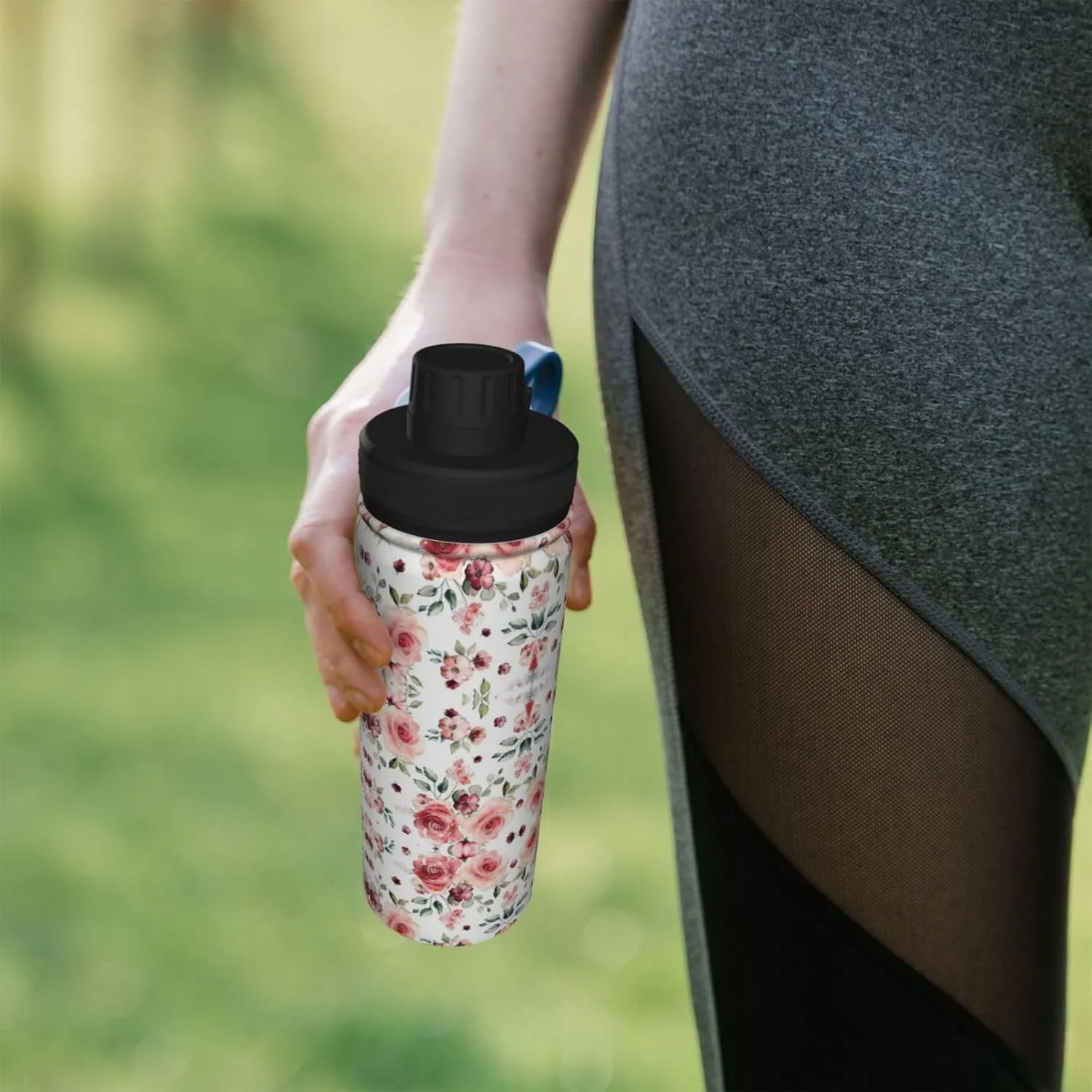 Blossoming Rose Flowers 18oz Sports Insulated Bottle For Outdoor Activities,Your Ideal Companion Staying Hydrated