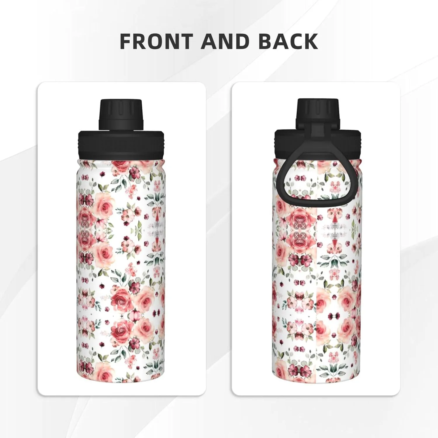 Blossoming Rose Flowers 18oz Sports Insulated Bottle For Outdoor Activities,Your Ideal Companion Staying Hydrated