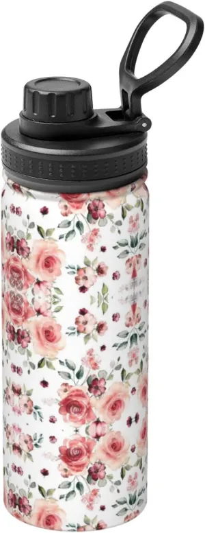 Blossoming Rose Flowers 18oz Sports Insulated Bottle For Outdoor Activities,Your Ideal Companion Staying Hydrated
