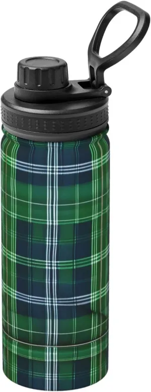 Blue Scottish Tartan Sports Insulated Water Bottle - Premium 18 oz. Stainless Steel Hydration Bottle for Outdoor Enthusiasts