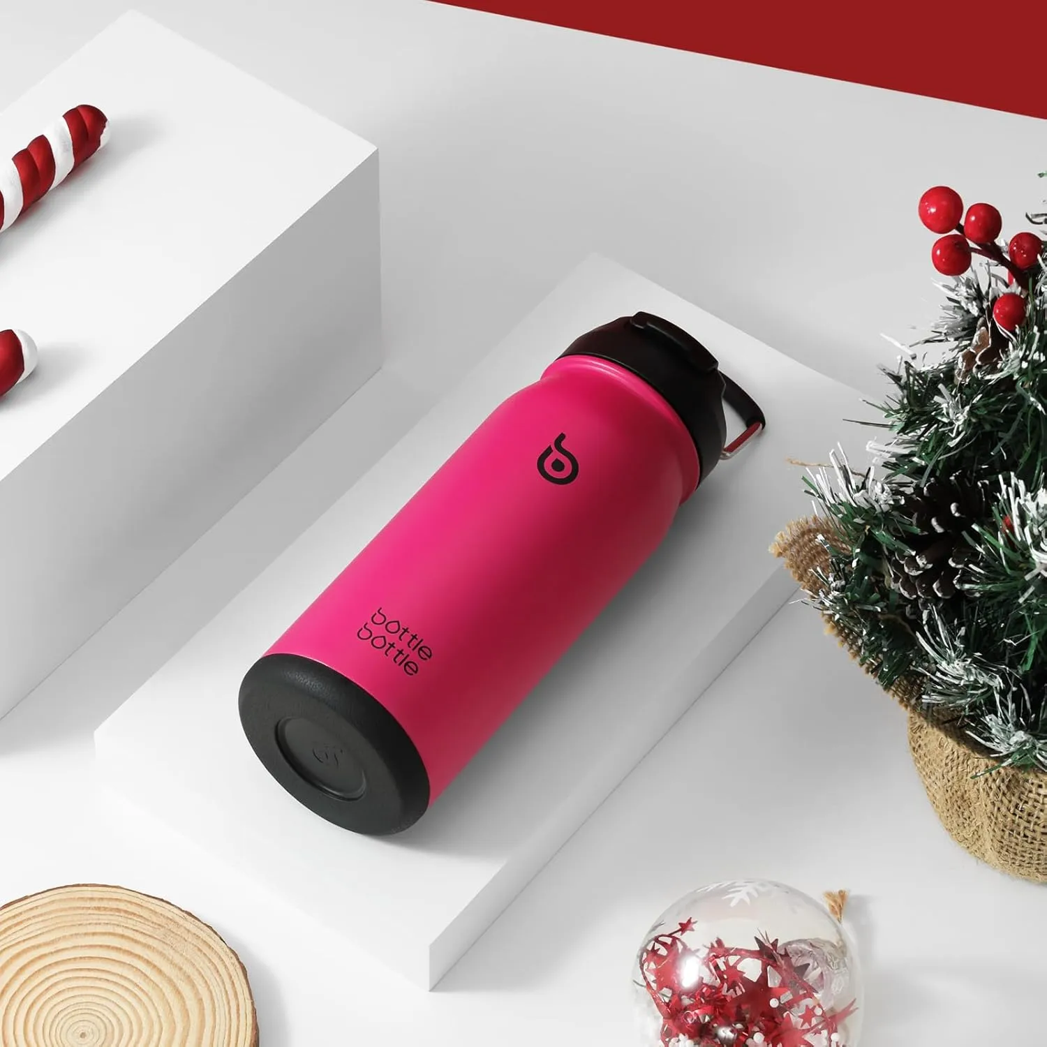 BOTTLE BOTTLE 16 oz sports water bottle stainless steel insulated kids water bottle with straw and pills holder for gifts and school (viva magenta)