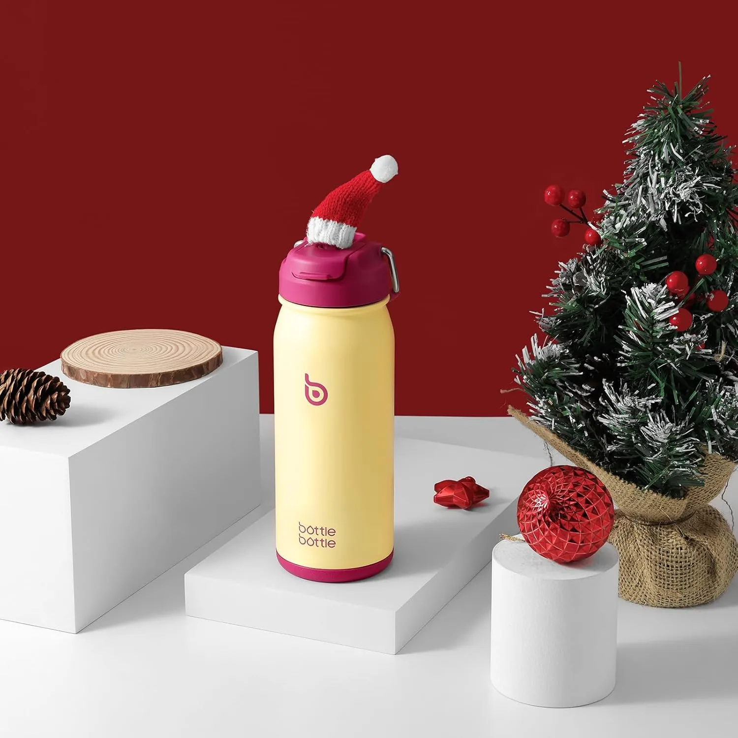 BOTTLE BOTTLE 16 oz sports water bottle stainless steel insulated kids water bottle with straw and pills holder for gifts and school（milkshake yellow）