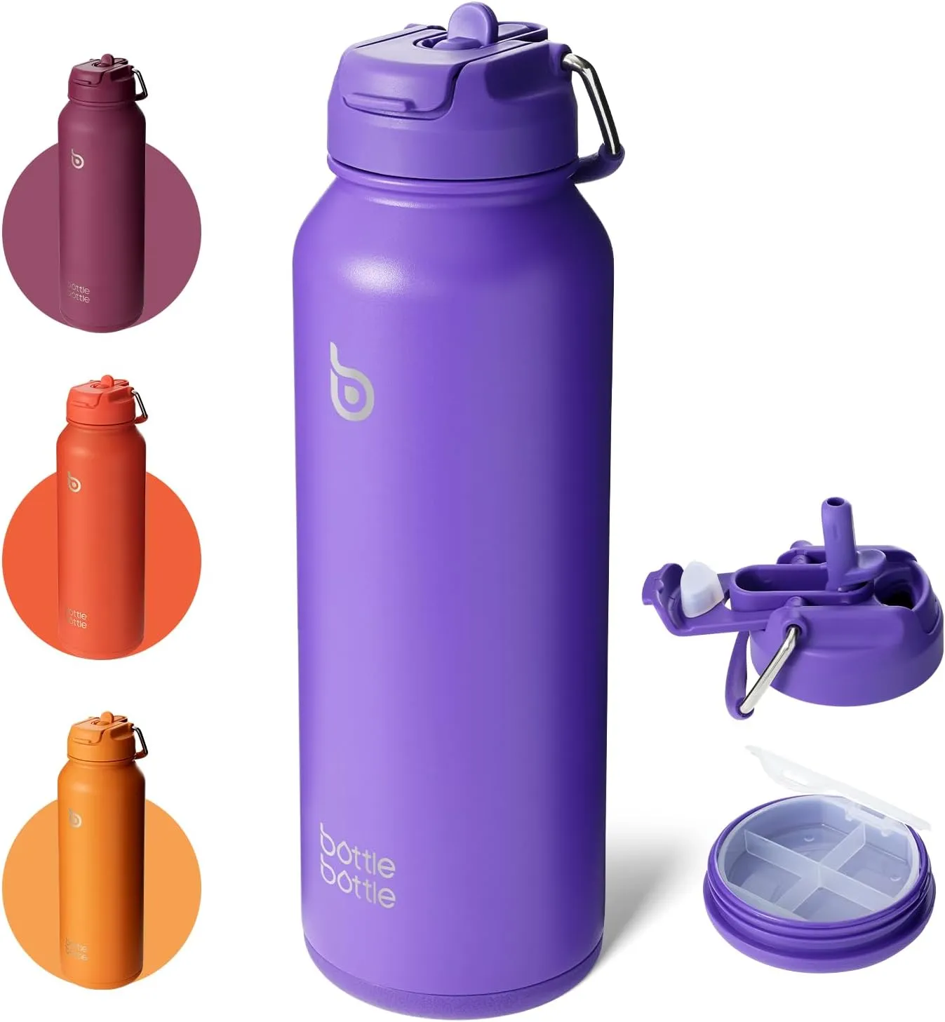 BOTTLE BOTTLE 40 oz sports water bottle stainless steel insulated water bottle with straw and pills holder