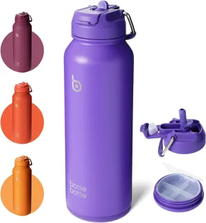 BOTTLE BOTTLE 40 oz sports water bottle stainless steel insulated water bottle with straw and pills holder