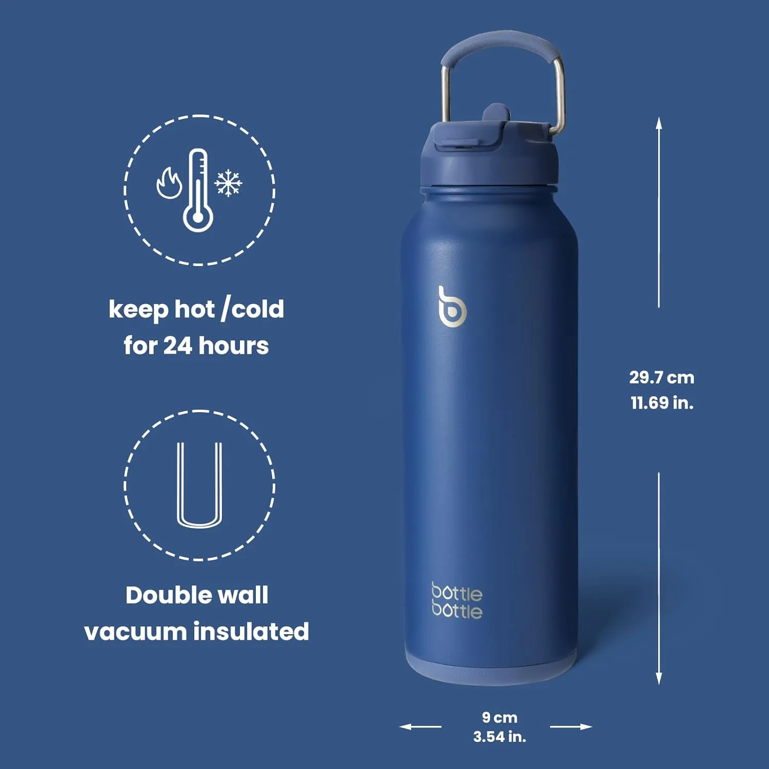 BOTTLE BOTTLE 40 oz sports water bottle stainless steel insulated water bottle with straw and pills holder