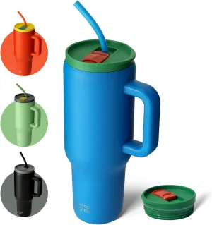 BOTTLE BOTTLE 40 oz Tumbler with Handle and Straw,Stainless Steel Vacuum Travel Mug,Car Cup with Straw, Stainless Steel Vacuum water bottle for Gifts Party Office Coffee (deep sea)