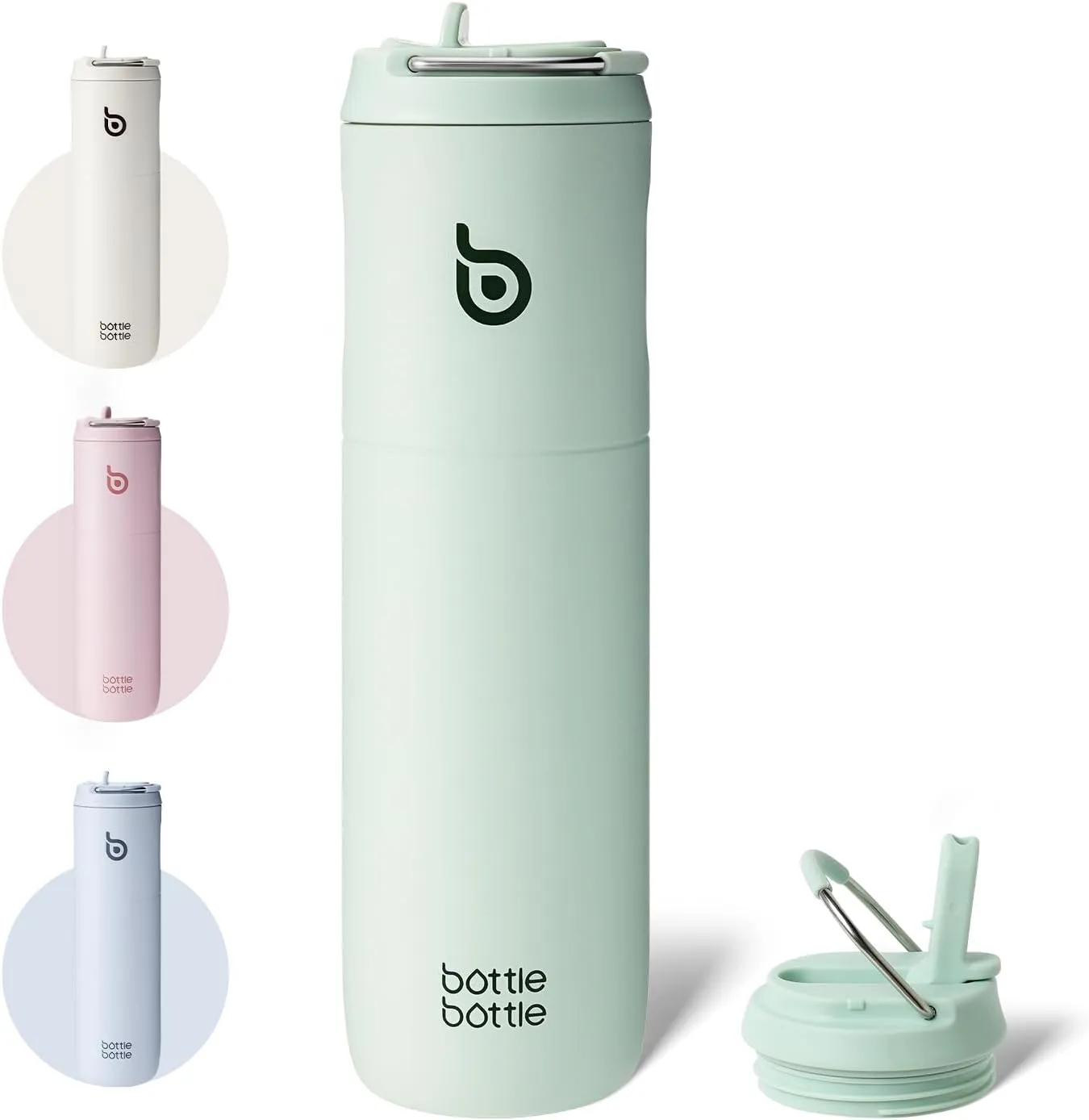 BOTTLE BOTTLE Insulated Water Bottle 24oz with Straw Lid and Handle for Sports Travel Gym Stainless Steel Water Bottles Double-Wall Vacuum Metal Leak Proof BPA-Free