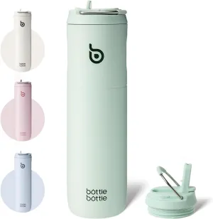 BOTTLE BOTTLE Insulated Water Bottle 24oz with Straw Lid and Handle for Sports Travel Gym Stainless Steel Water Bottles Double-Wall Vacuum Metal Leak Proof BPA-Free