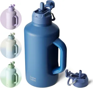 BOTTLE BOTTLE Insulated Water Bottle 64 oz with Straw and Dual-use Lid Stainless Steel Water Bottle for Men with Handle Vacuum Insulated jug for Workout Gym Soccer and Sports blue