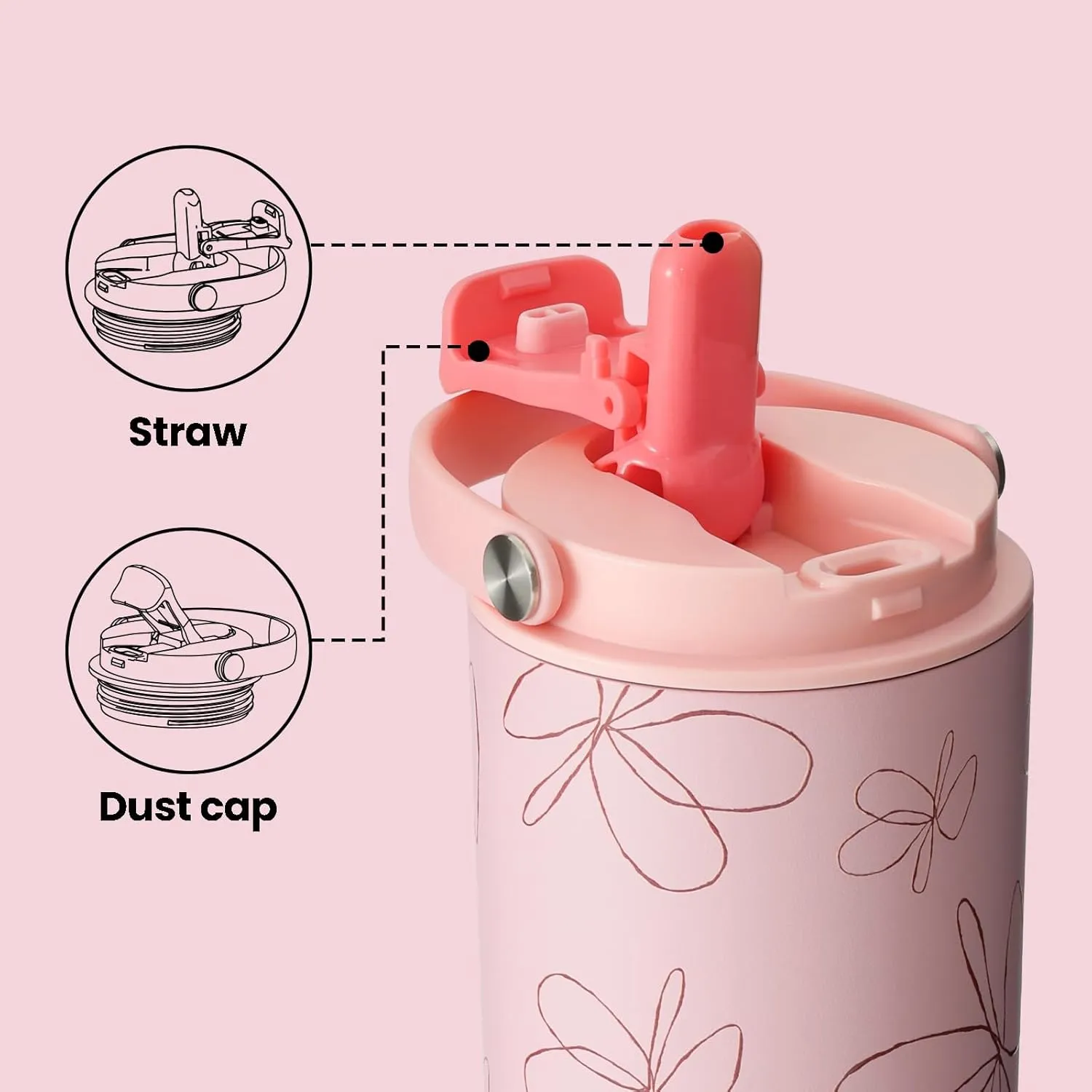 BOTTLE BOTTLE Insulated Water Bottle with Straw and Handle Stainless Steel Water Bottles for Car Sports Home Office and School 26oz Leak Proof