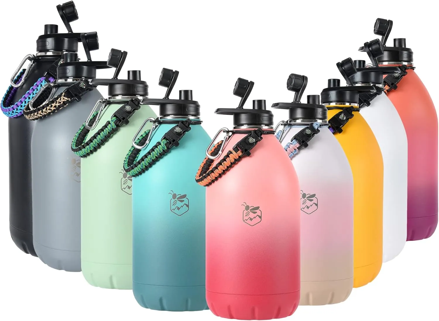 Boulder Bee | 128 oz Insulated Water Bottles with Handle | Stainless Steel Thermos for Hot & Cold Drinks | Double Vacuum Walled | Large Metal Jug for Travel, Hiking, Camping (Green)